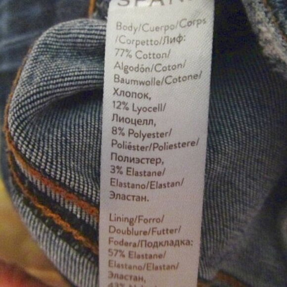 Spanx DISTRESSED Jean-ish Size M JEANS Pull On POCKETS Ankle STRETCH Fringe 1 - Picture 11 of 12